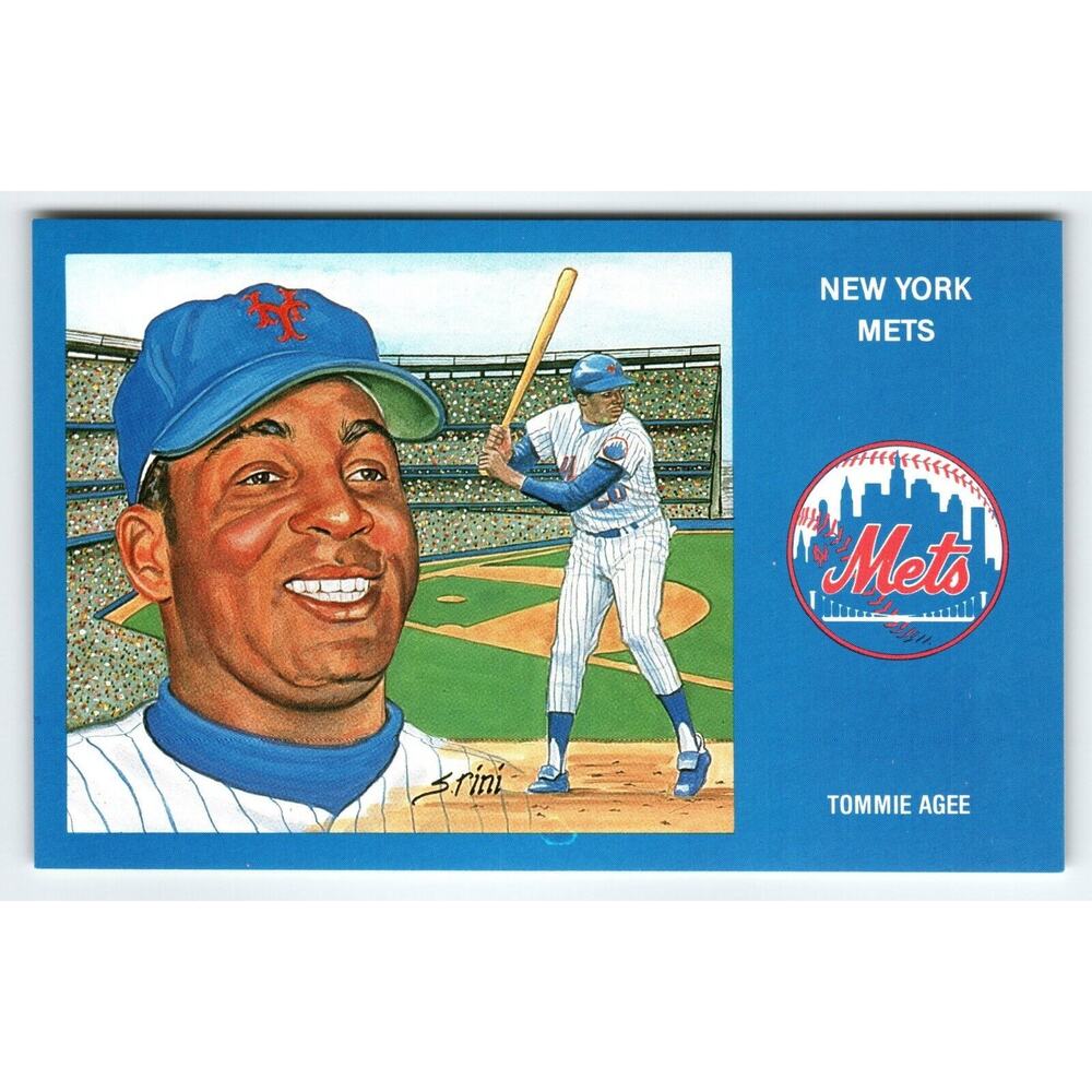 1969 NY Mets Baseball Postcard Susan Rini Tommie Agee Unused Limited Edition